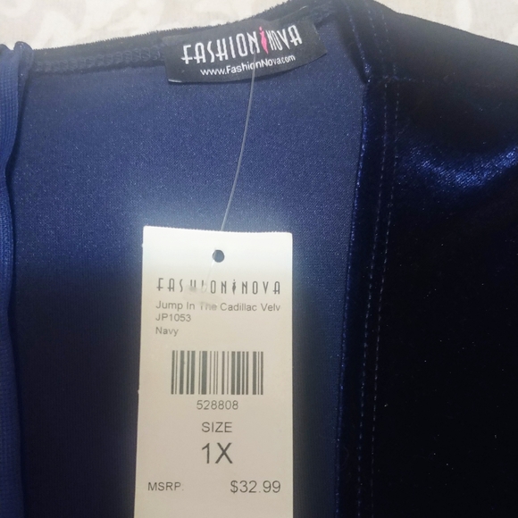 Fashion Nova Velvet Navy Jumpsuit - Picture 4 of 4